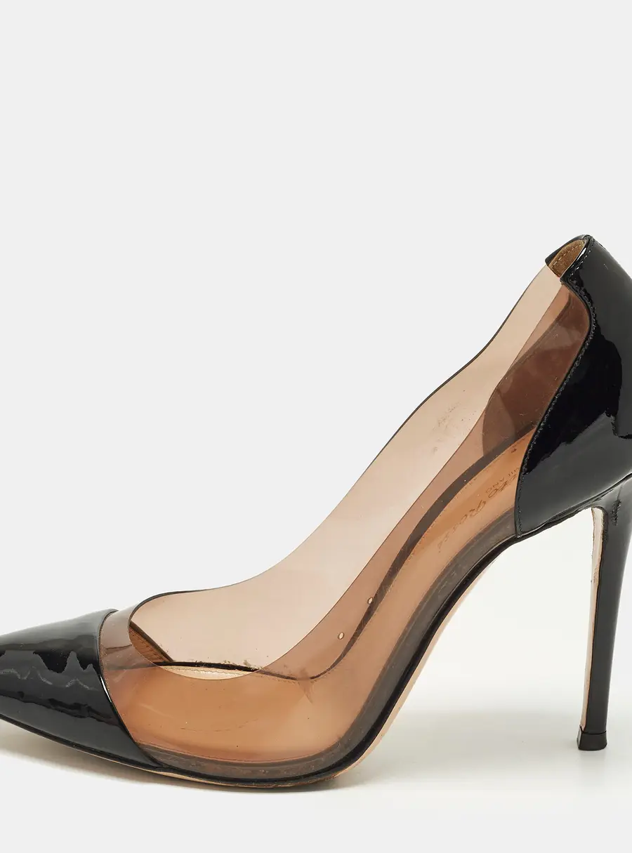 Gianvito Rossi Plexi Size 39 Black/Transperent Patent Leather and PVC Pumps