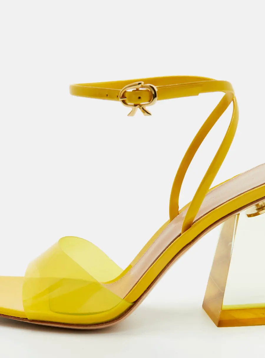 Gianvito Rossi Cosmic Size 36 Yellow Patent and PVC Ankle Wrap Sandals