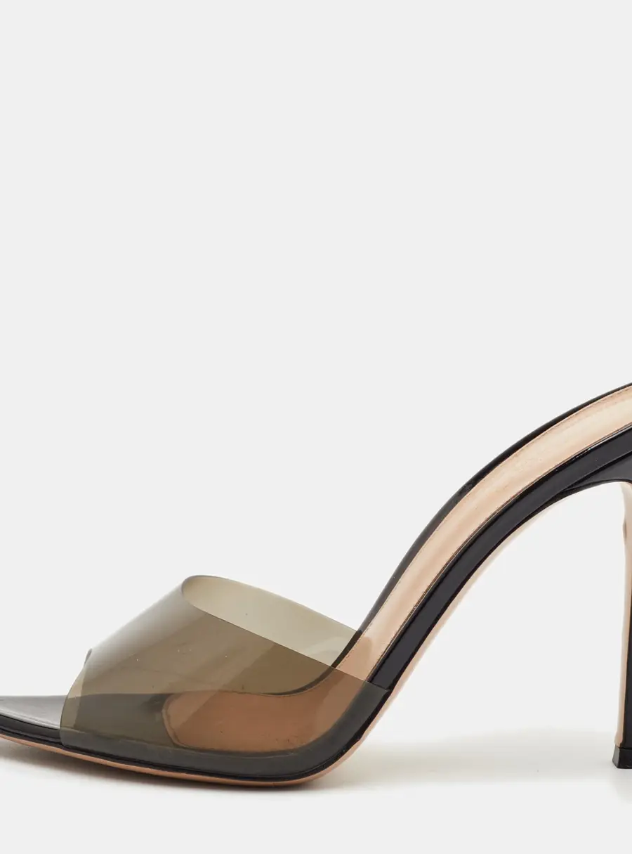 Gianvito Rossi Elle Size 38.5 Black PVC Slide Sandals