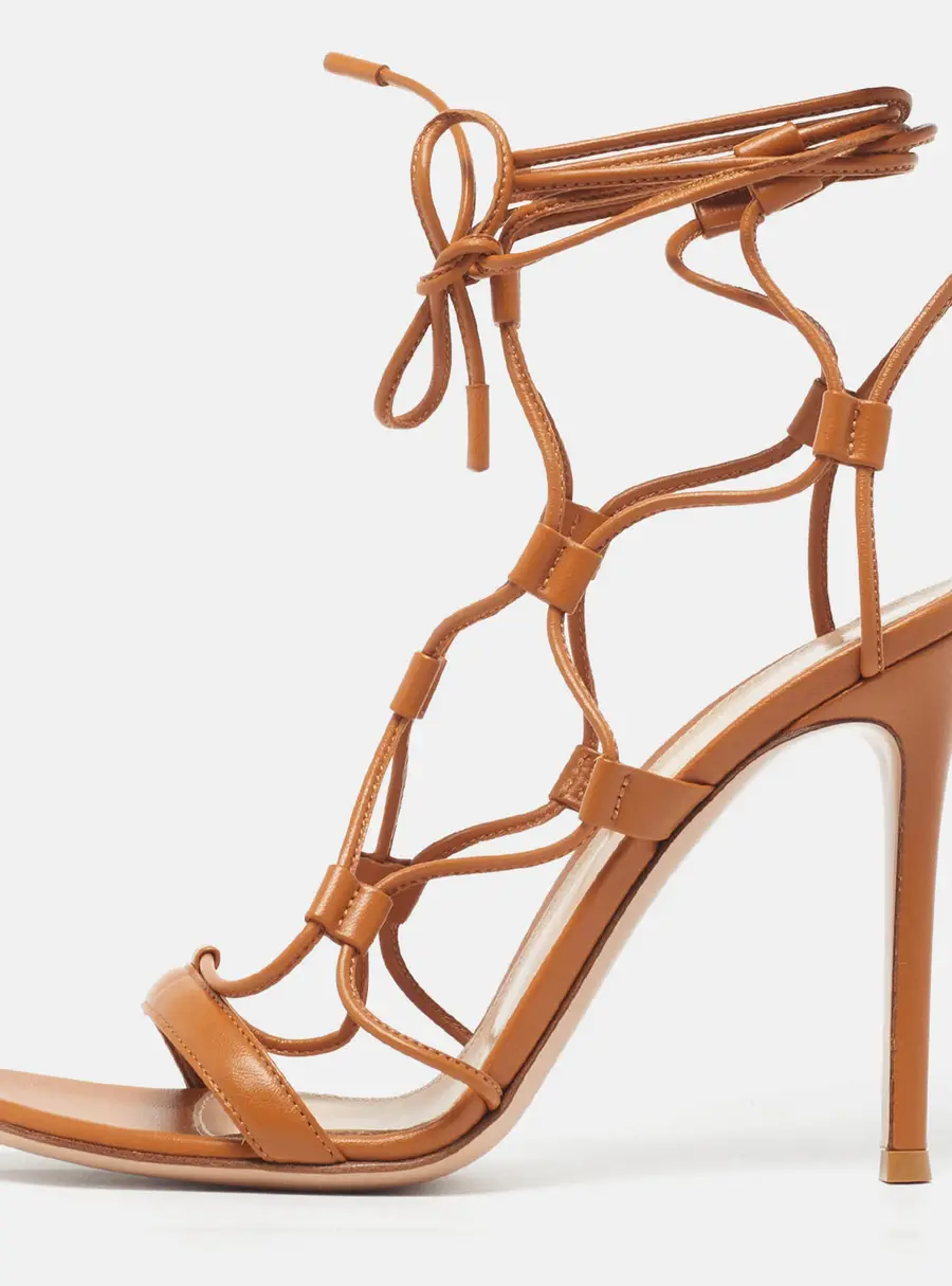 Gianvito Rossi Giza Size 38.5 Brown Leather Ankle Strap Sandals