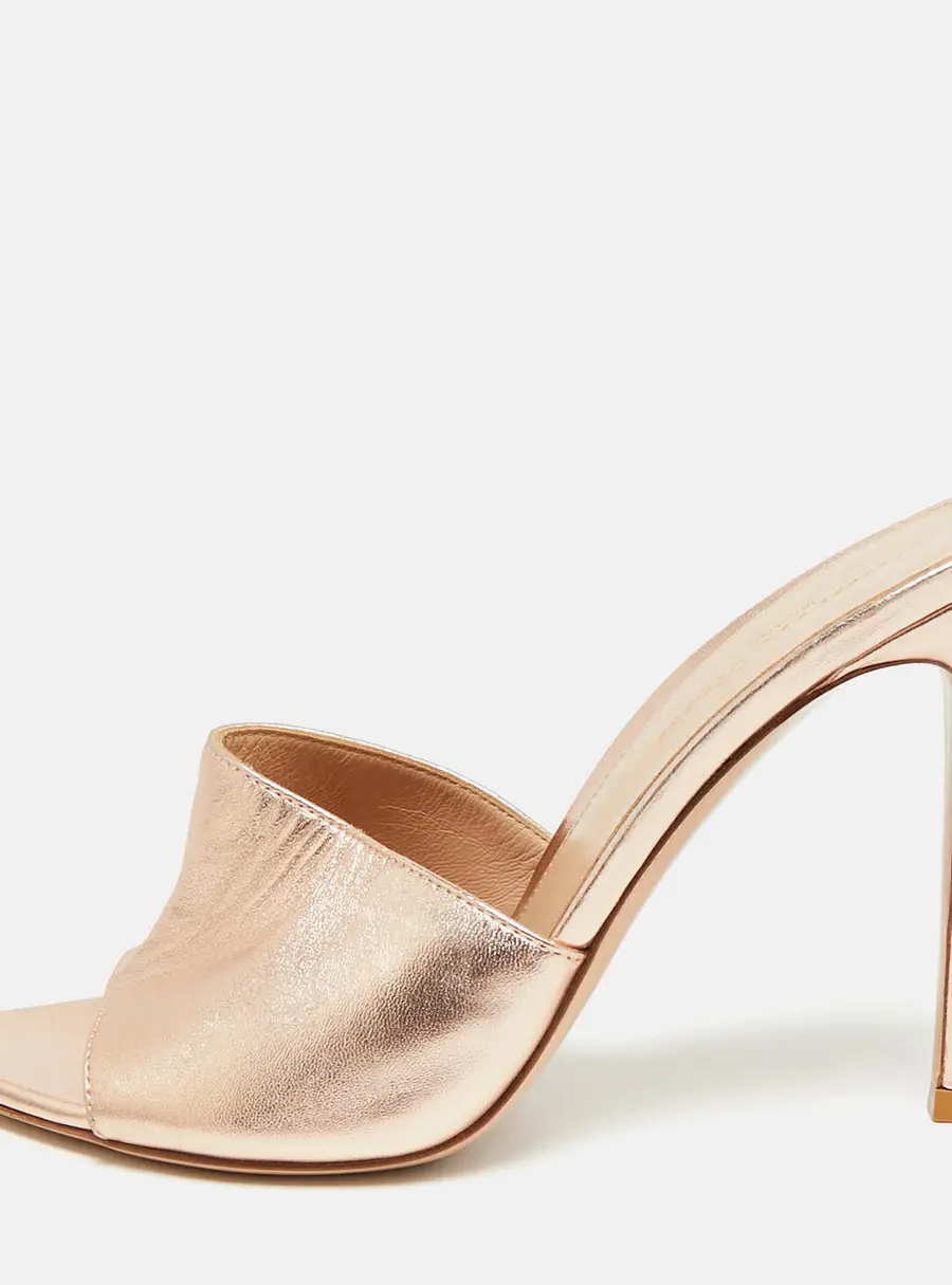 Gianvito Rossi Elle Size 37.5 Metallic Leather Slide Sandals