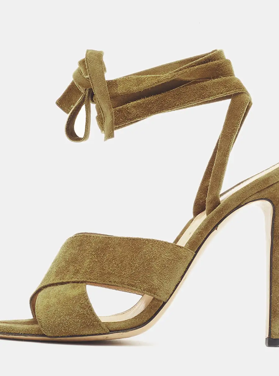 Gianvito Rossi Opera Size 36 Green Suede Ankle Strap Sandals