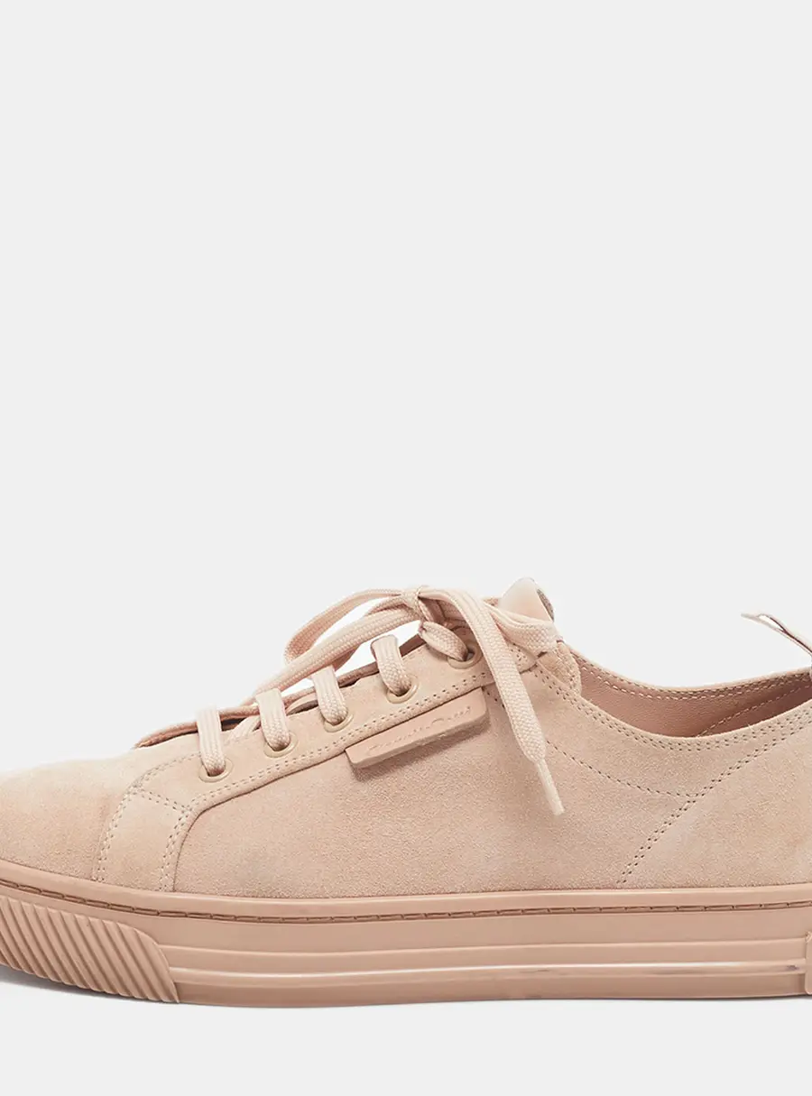 Gianvito Rossi Size 37 Brush Pink Suede Lace Up Sneakers