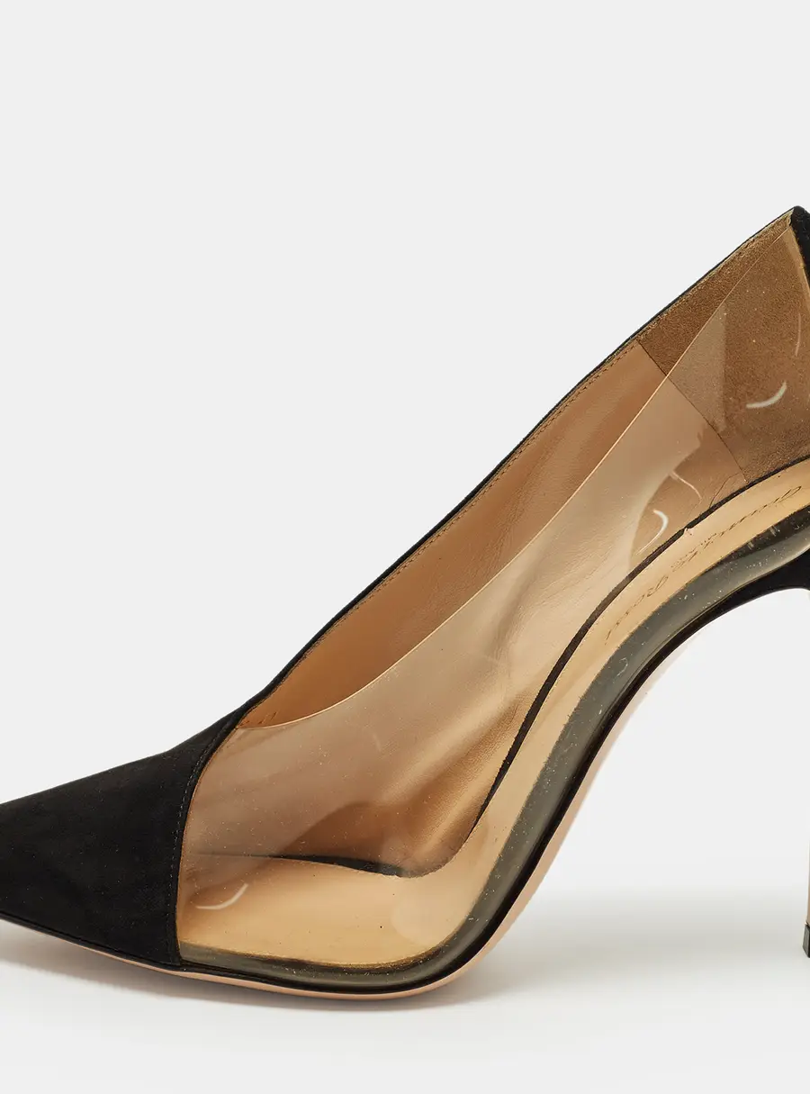 Gianvito Rossi Plexi Size 41 Black PVC and Suede Pumps