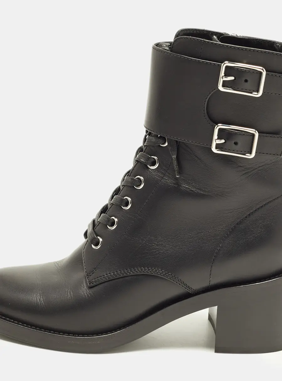 Gianvito Rossi Size 37.5 Black Leather Combat Boots
