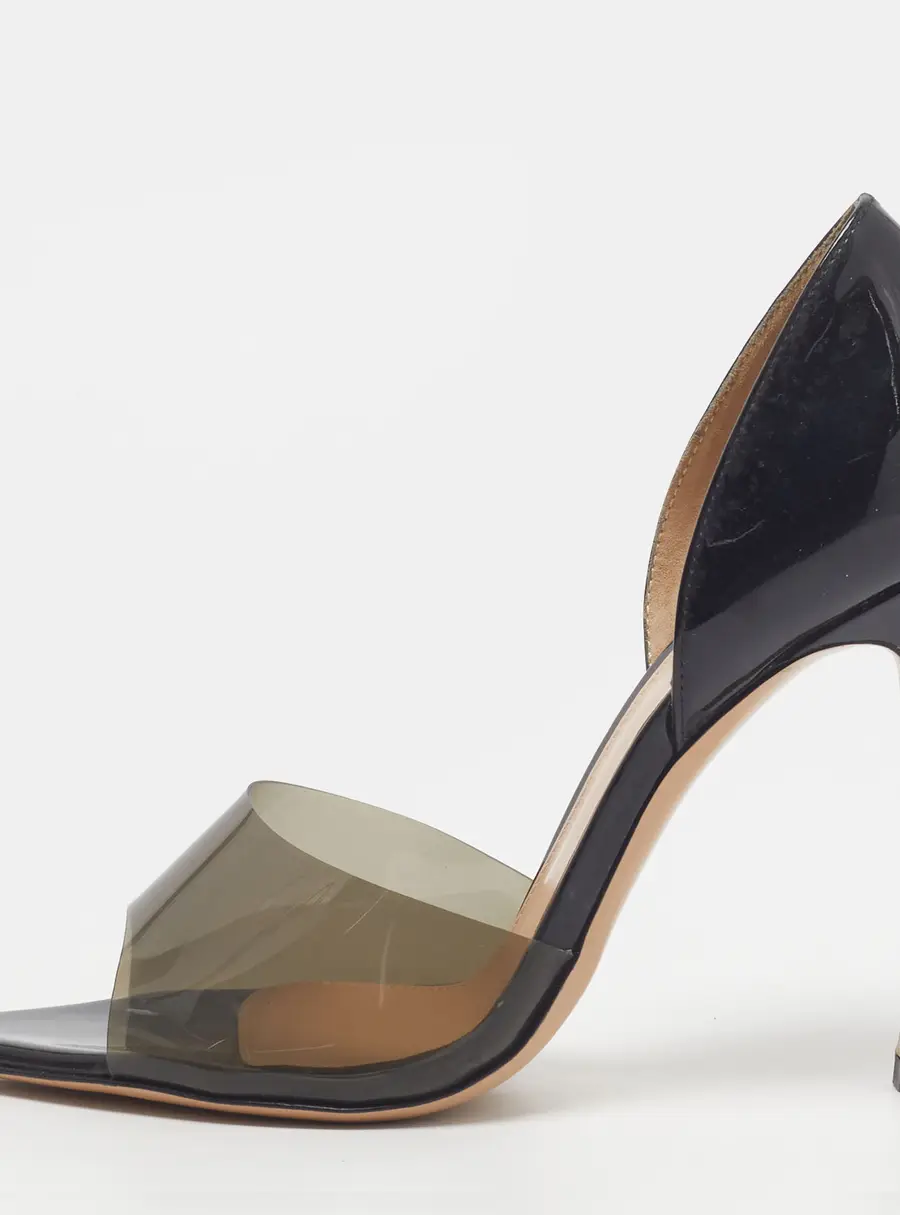 Gianvito Rossi Bree Size 37.5 Black/Transparent Patent Leather and PVC Pumps