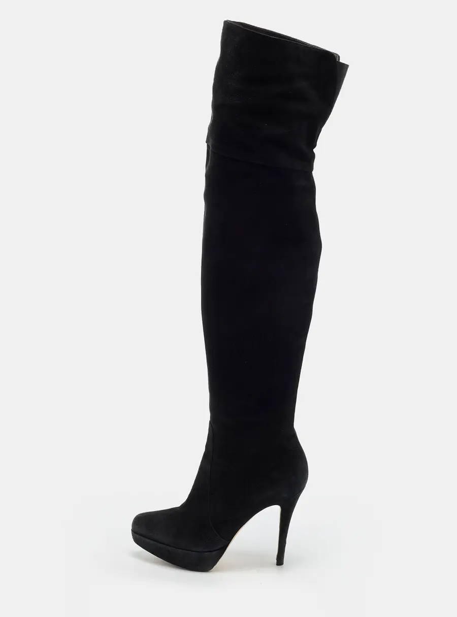 Gianvito Rossi Size 37.5 Black Suede Knee Length Boots