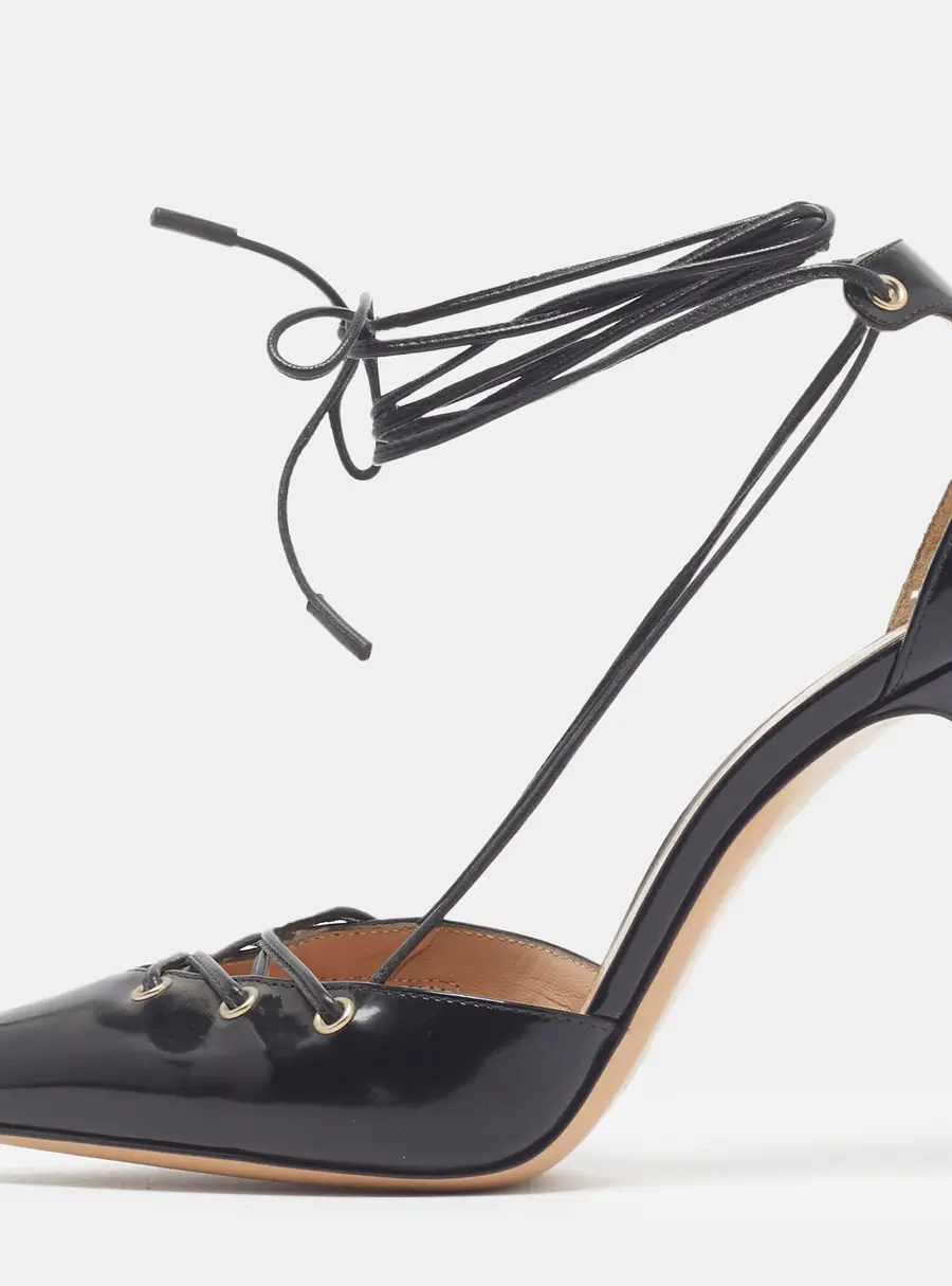 Gianvito Rossi Size 35 Black Leather Ankle Tie Pumps
