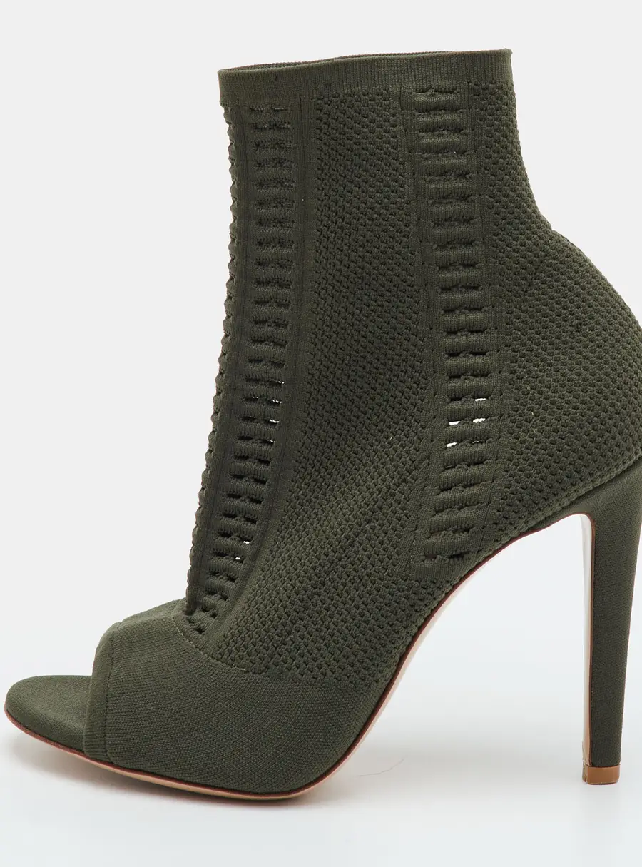 Gianvito Rossi Vires Size 37 Green Knit Fabric Ankle Length Boots