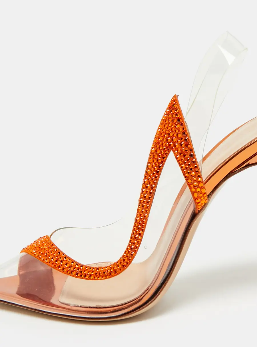 Gianvito Rossi Hortensia Size Transparent/Orange PVC and Suede Pumps