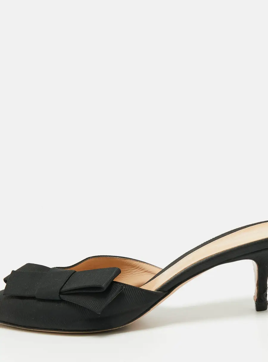 Gianvito Rossi Kyoto Bow Size 41 Black Canvas Mules