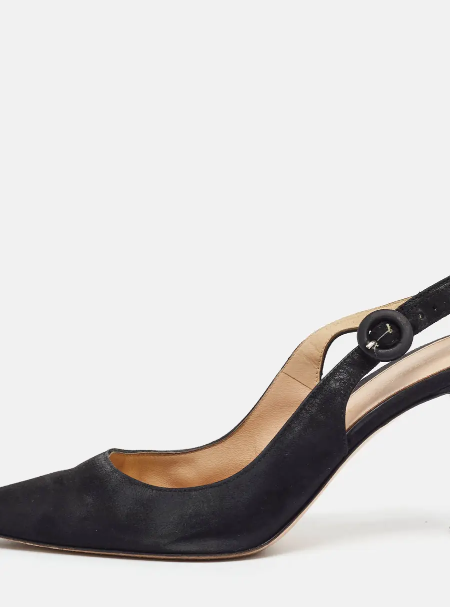 Gianvito Rossi Anna Size 36 Black Suede Slingback Pumps