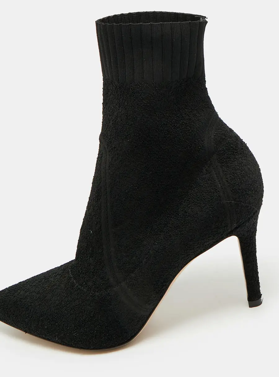 Gianvito Rossi Fiona Size 37.5 Black Knit Fabric Ankle Length Boots