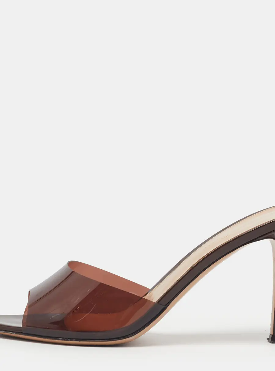 Gianvito Rossi Elle Size 40 Brown PVC Slide Sandals
