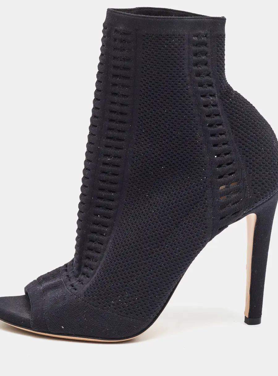 Gianvito Rossi Fiona Size 37 Black Knit Fabric Ankle Length Boots