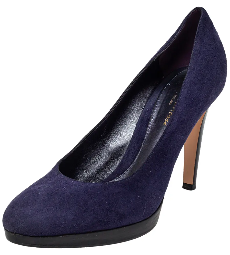 Gianvito Rossi Size 40 Blue Suede Platform Pumps
