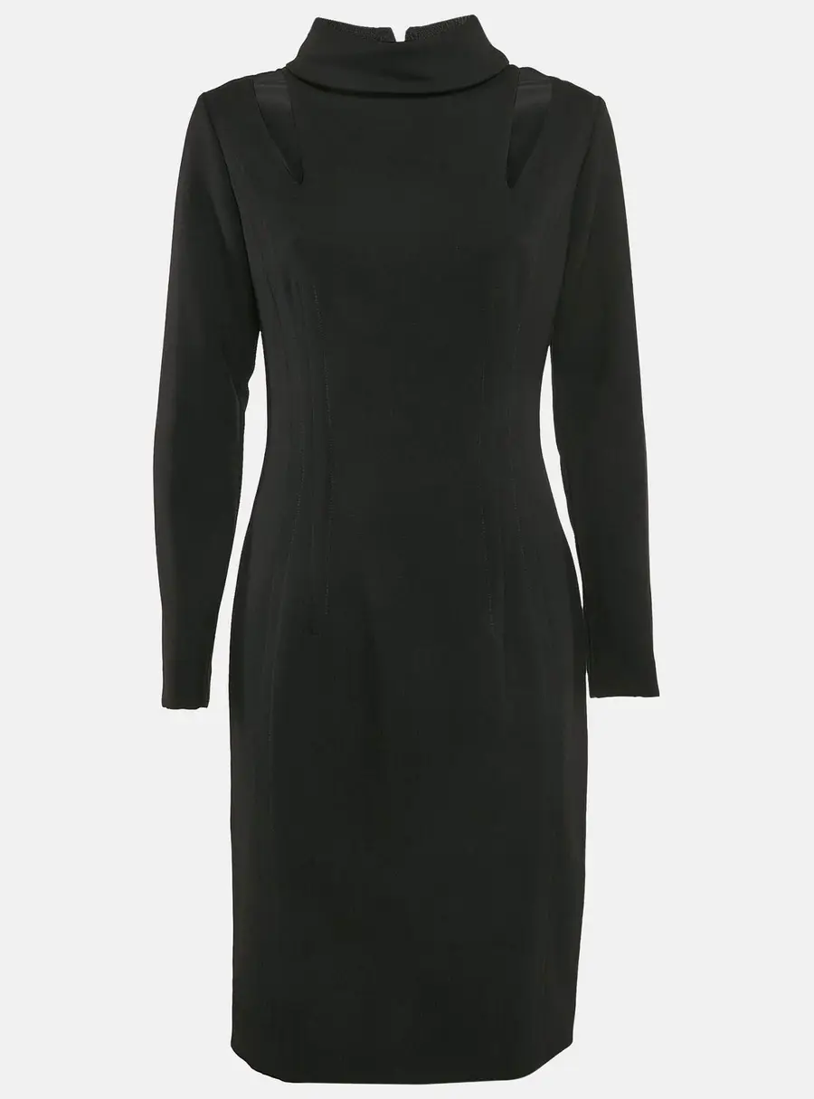 Gianfranco Ferre Black Crepe Turtle Neck Short Dress M