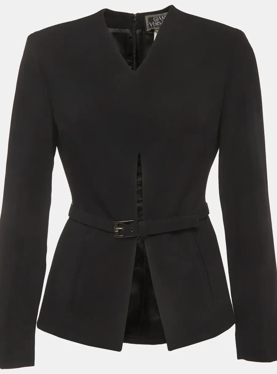 Gianni Versace Black Wool Belted Top S