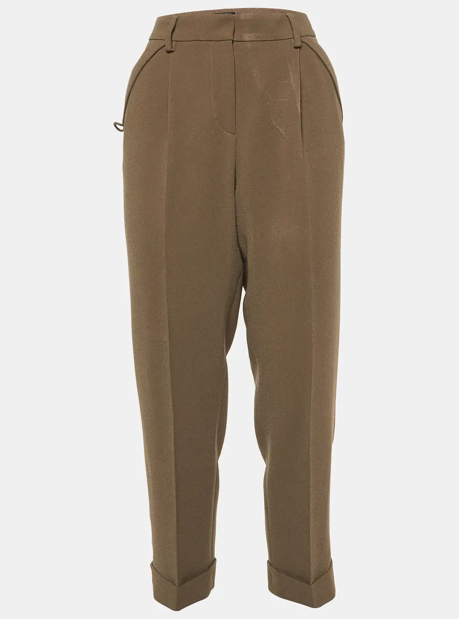Giorgio Armani Brown Crepe Pleated Trousers M