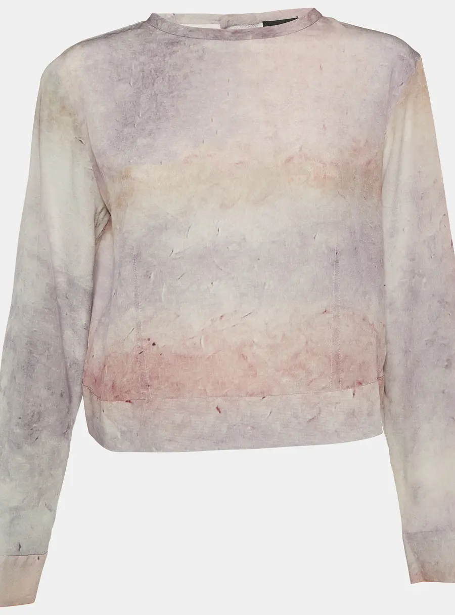 Giorgio Armani Pink/Purple Printed Silk Open Back Blouse L