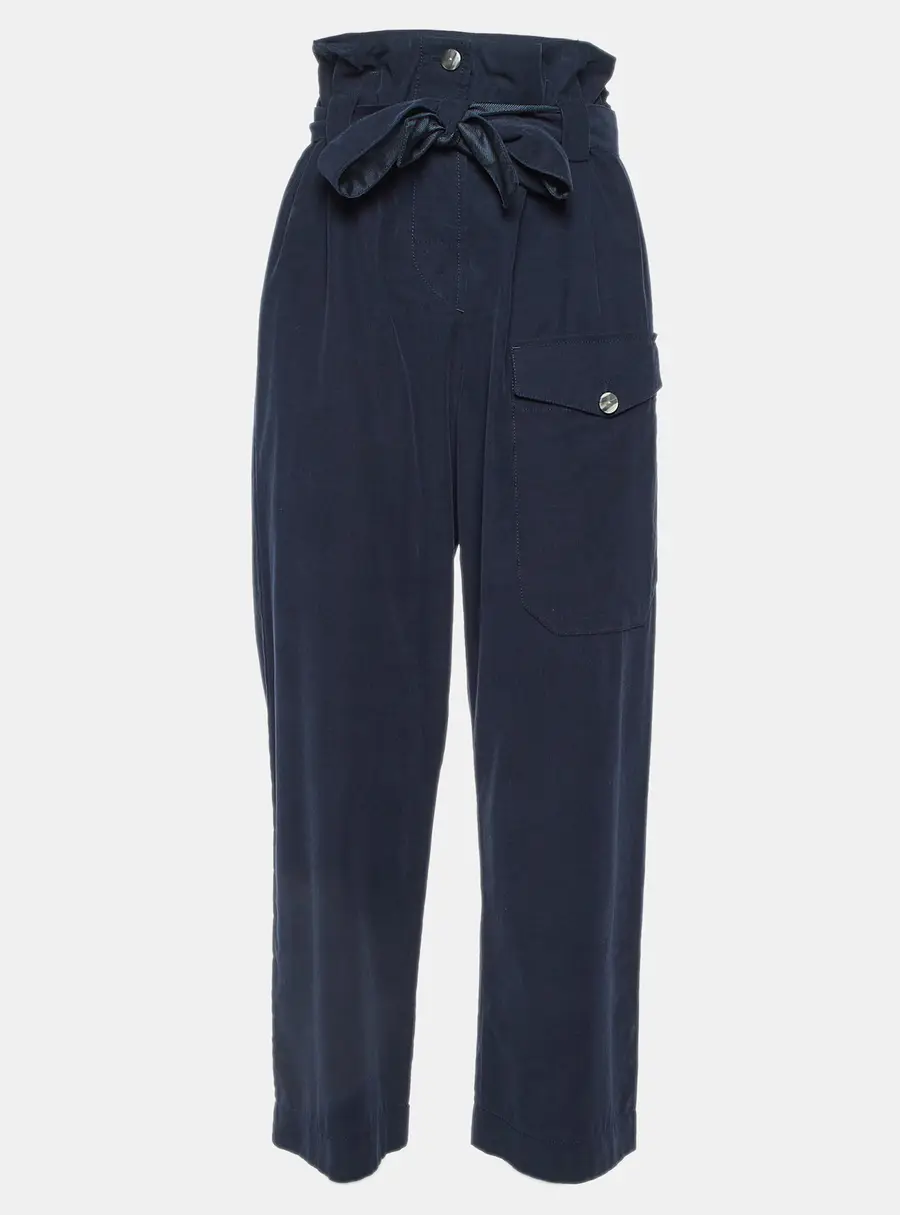 Giorgio Armani Midnight Blue Corduroy Belted Trousers S