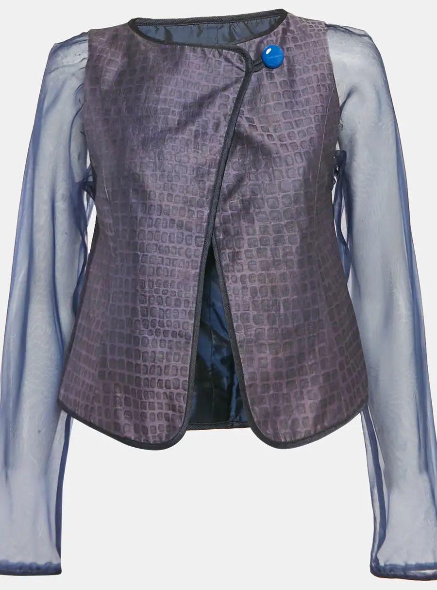 Giorgio Armani Purple/Navy Blue Patterned Jacquard Jacket S