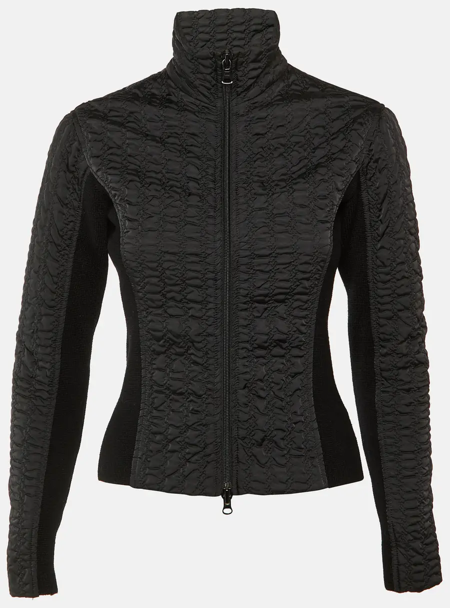 Giorgio Armani Black Nylon & Knit Zip Up Jacket S