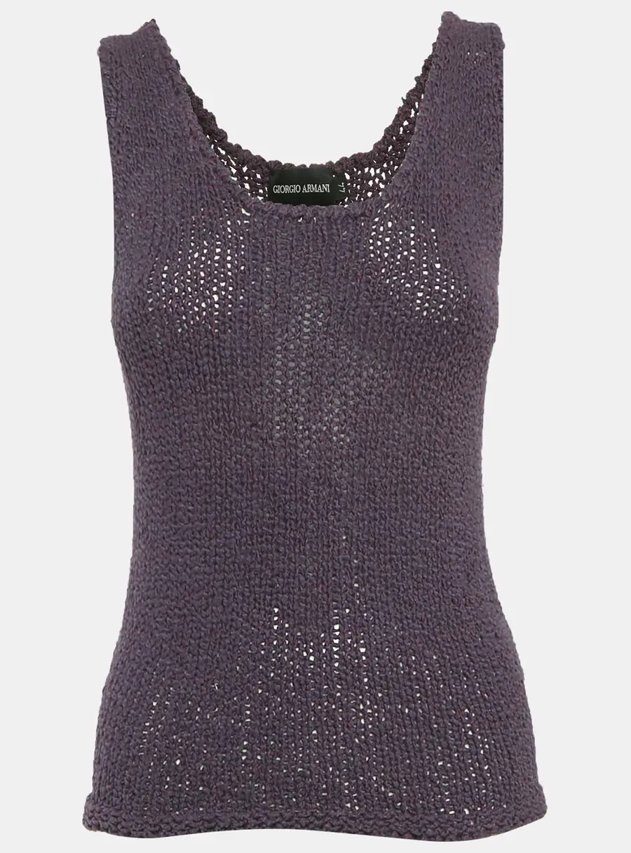 Giorgio Armani Purple Cotton & Silk Sleeveless Tank Top M