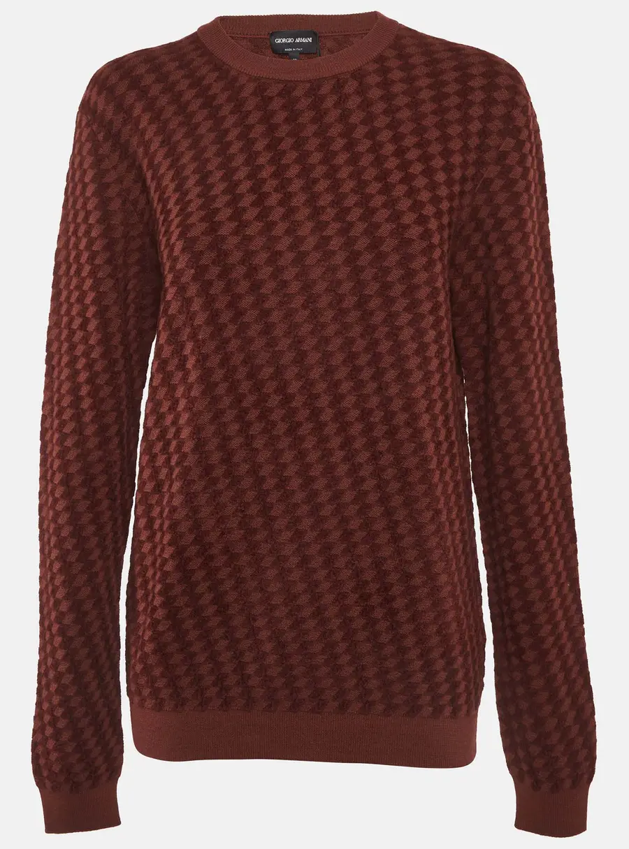 Giorgio Armani Geo Pattern Knit Crewneck Sweater L