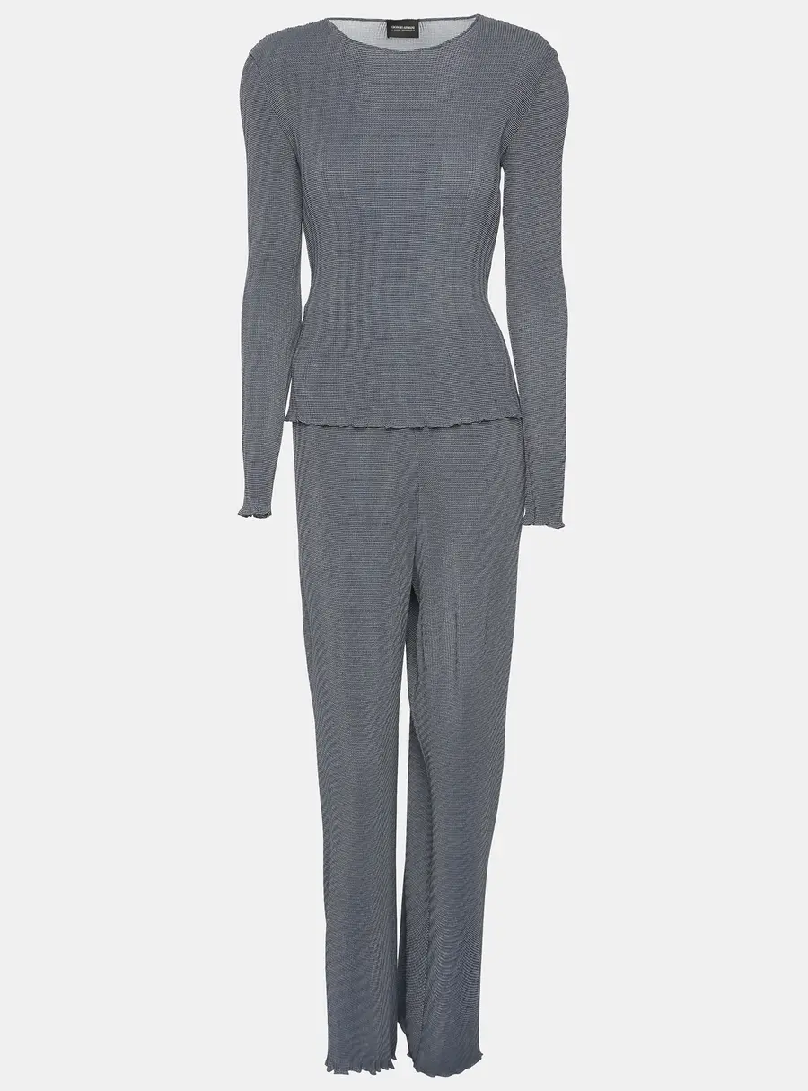 Giorgio Armani Dark Grey Stretch Knit Top and Pants Sets M