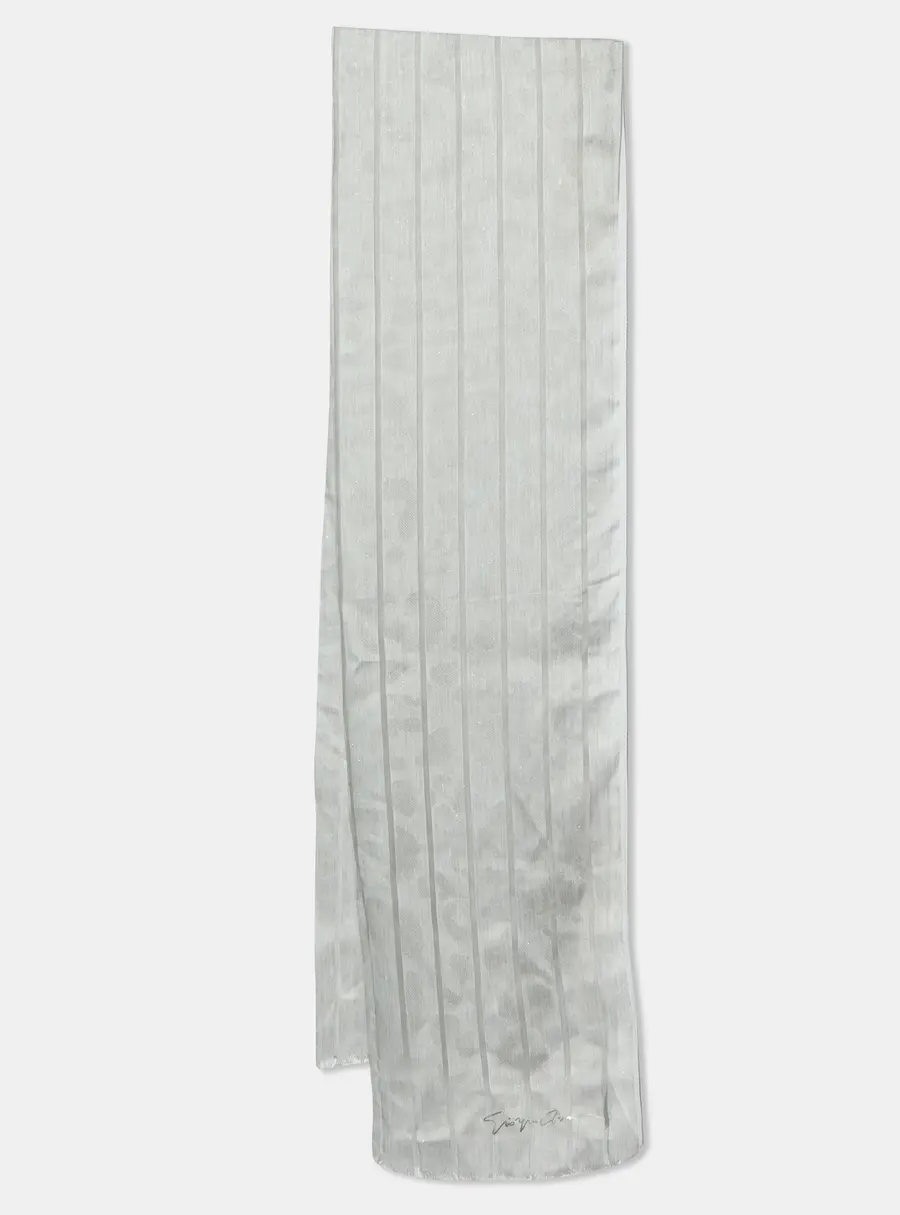 Giorgio Armani Grey Stripe Pattern Silk Blend Stole