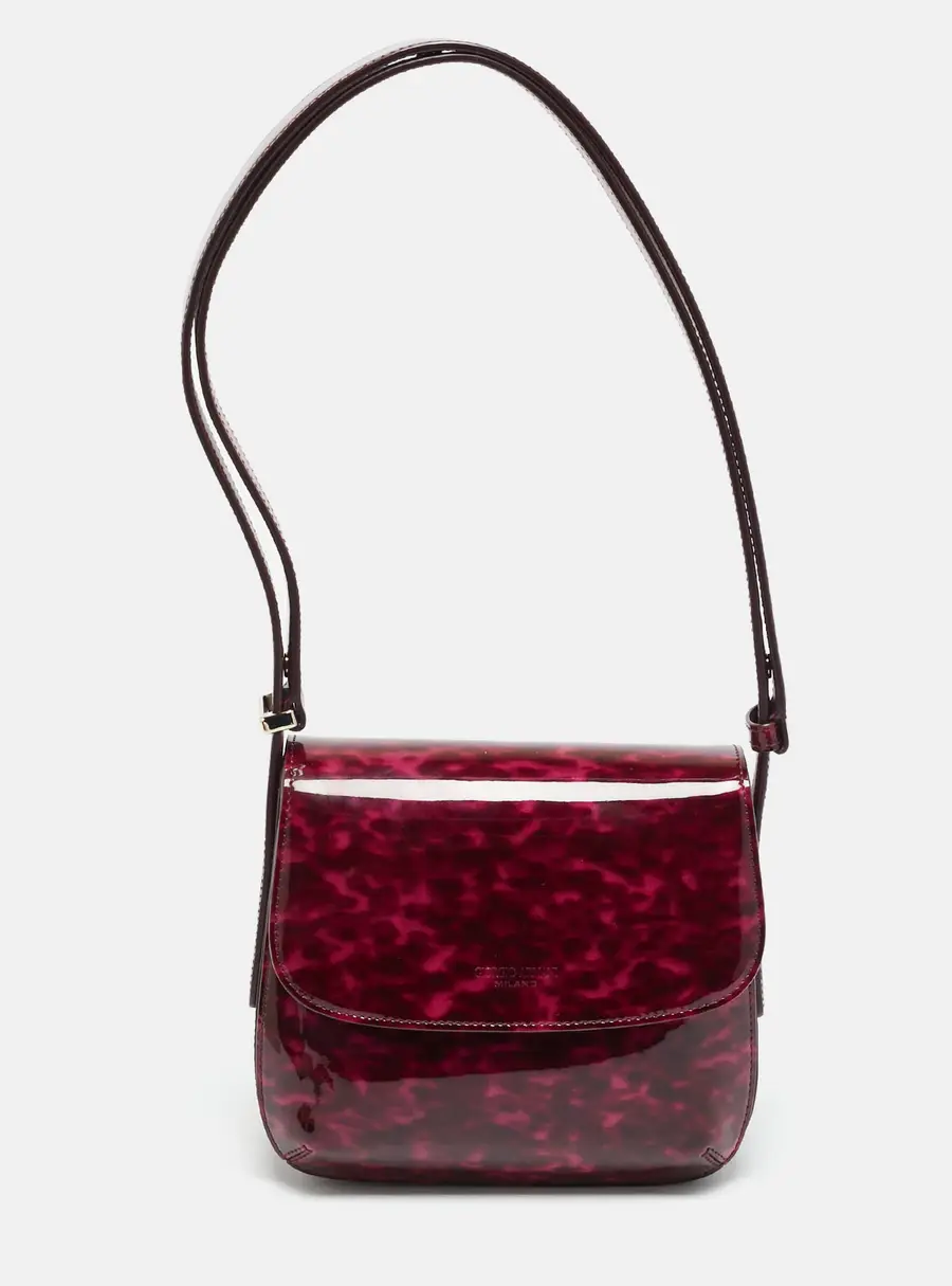 Giorgio Armani La Prima Pink Tortoise Print Patent Leather Hobo