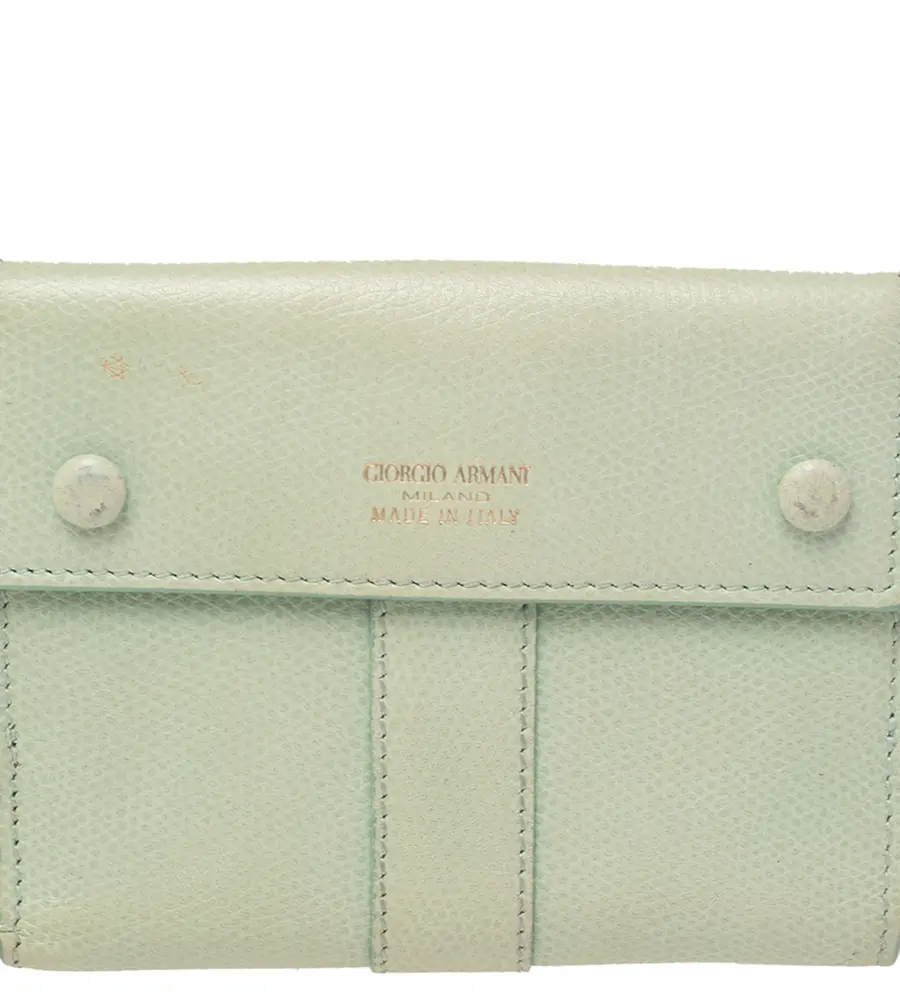 Giorgio Armani Green Leather French Wallet