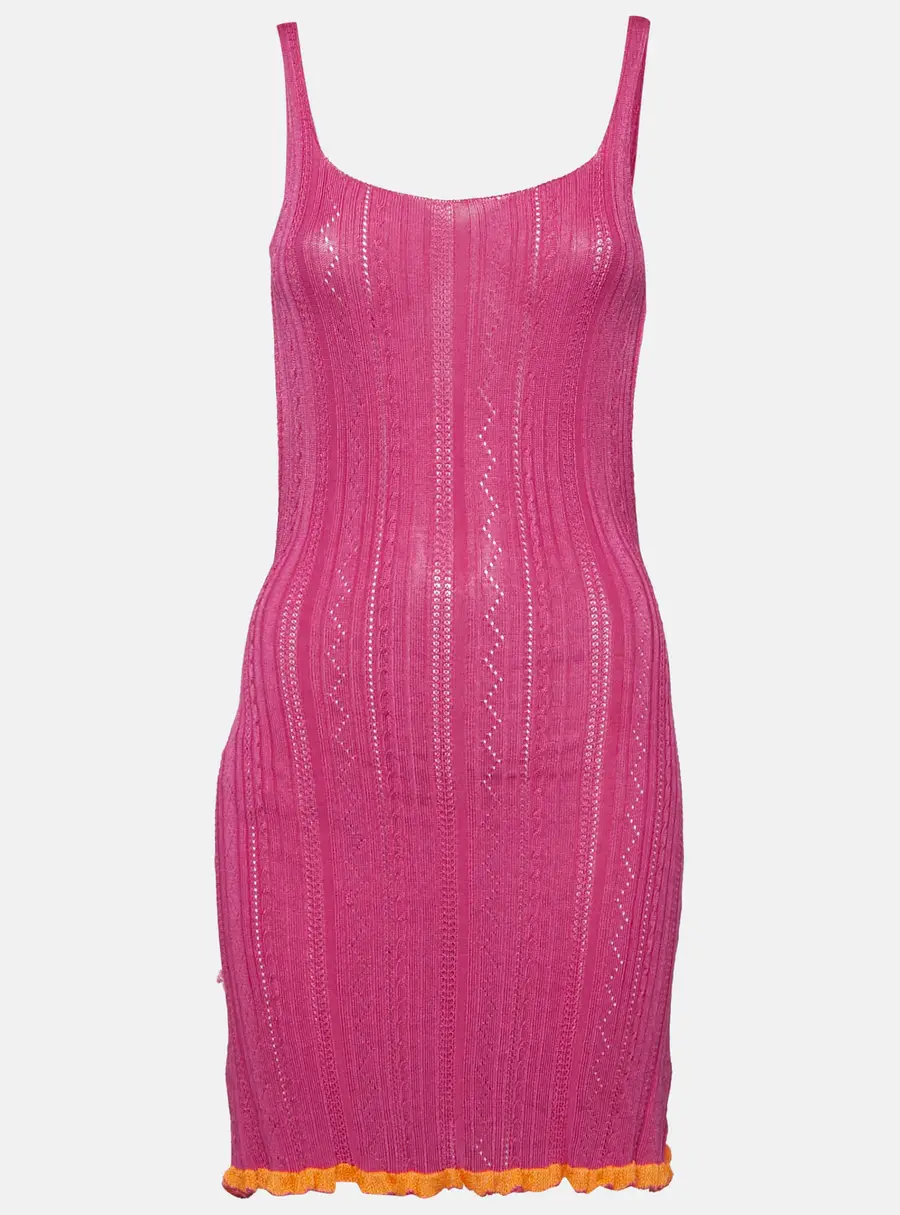 Gimaguas Pink Patterned Knit Sleeveless Mini Dress S