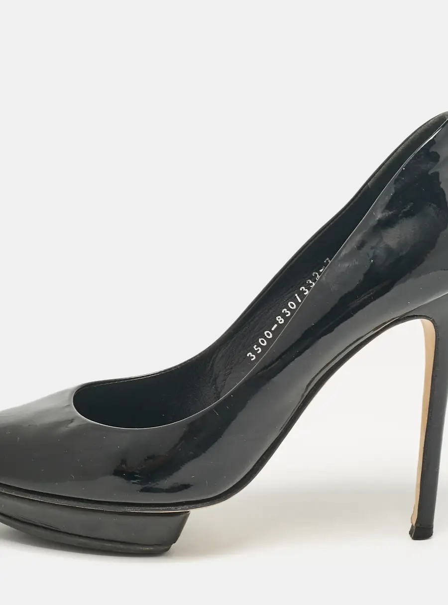 Gina Black Patent Leather Platform Pumps Size 40