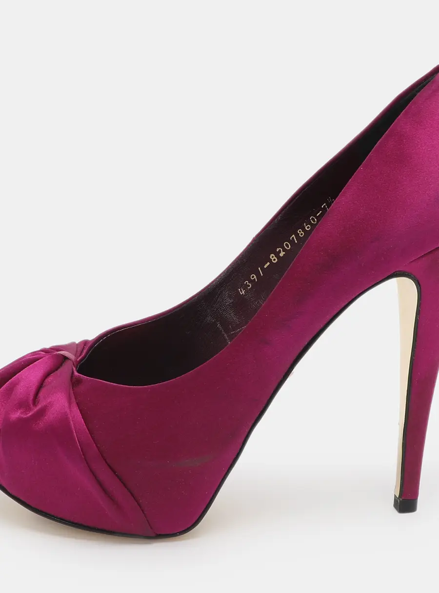 Gina Size 40.5 Purple Satin Platform Pumps