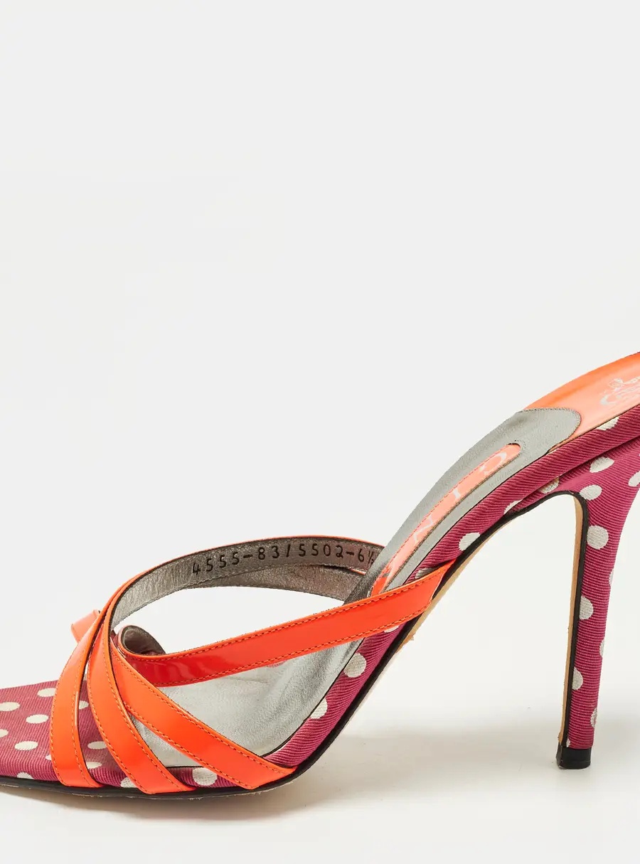 Gina Size 39.5 Red Patent Leather Criss-Cross Strap Slide Sandals