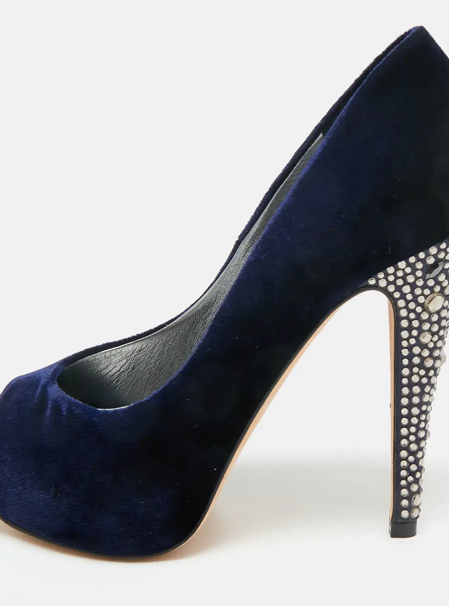 Gina Blue Velvet Jenna Platform Pumps Size 36.5