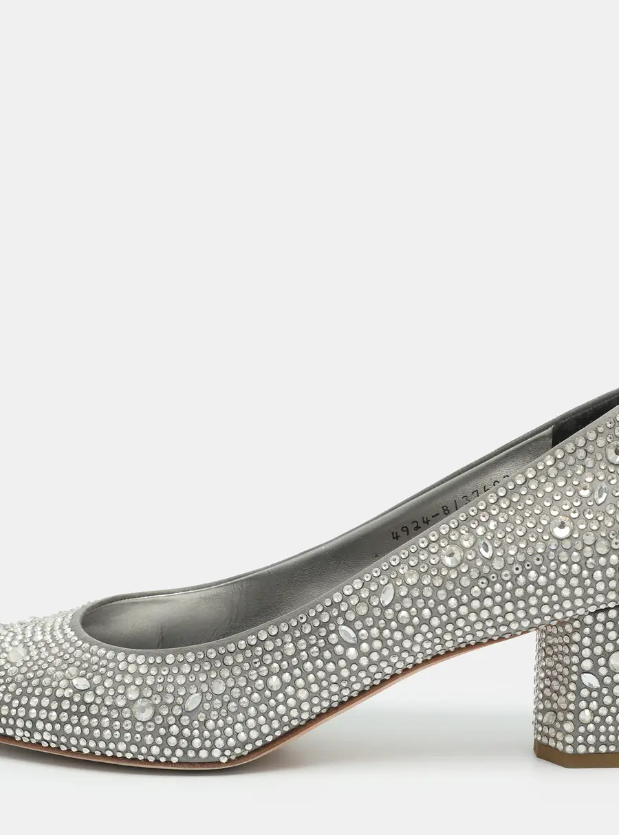 Gina Size 41 Grey Crystals and Satin Pumps