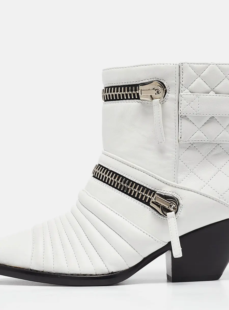 Giuseppe Zanotti White Quilted Leather Ankle Boots Size 38