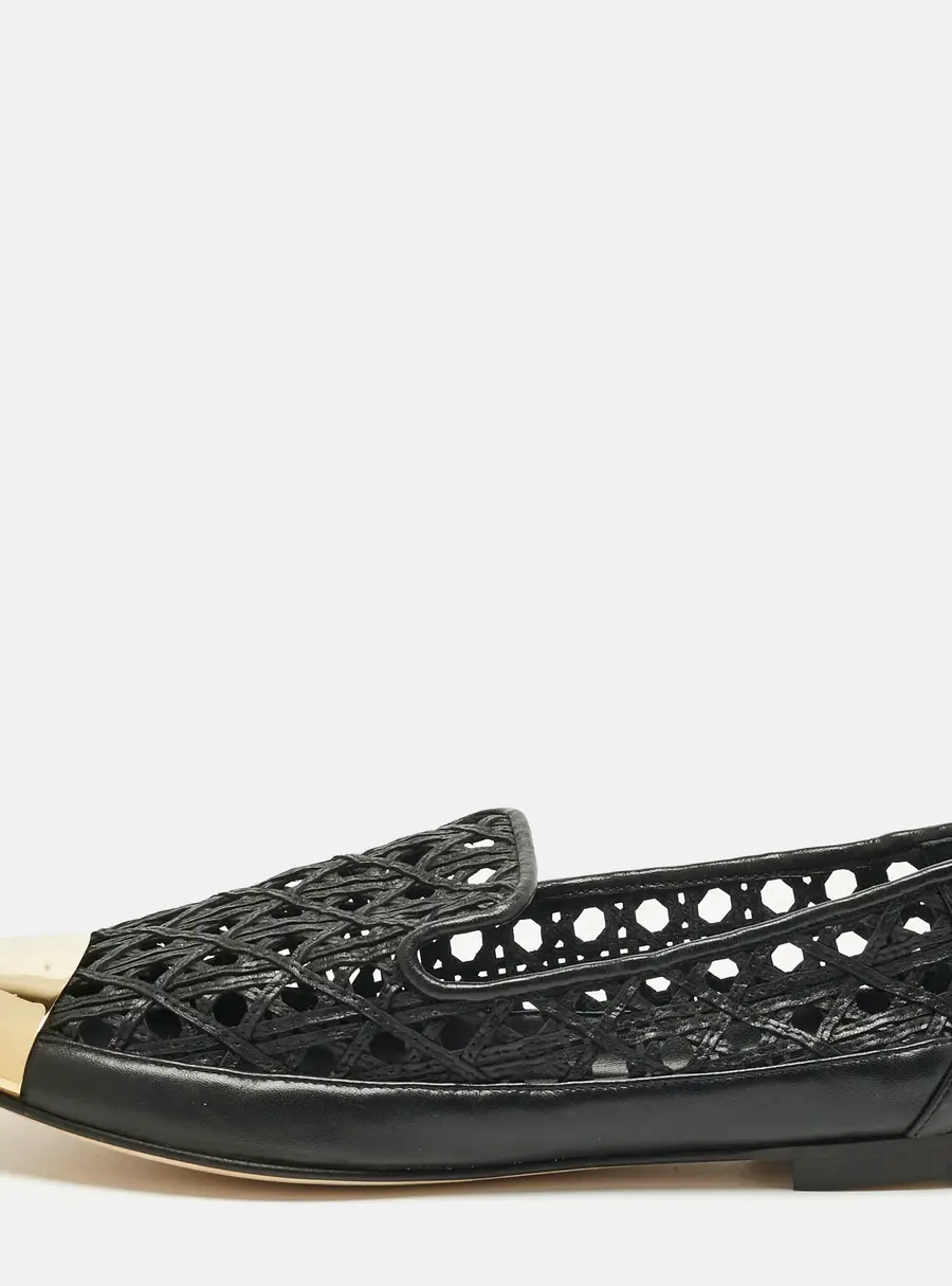 Giuseppe Zanotti Black Leather Cap Toe Smoking Slippers Size 41