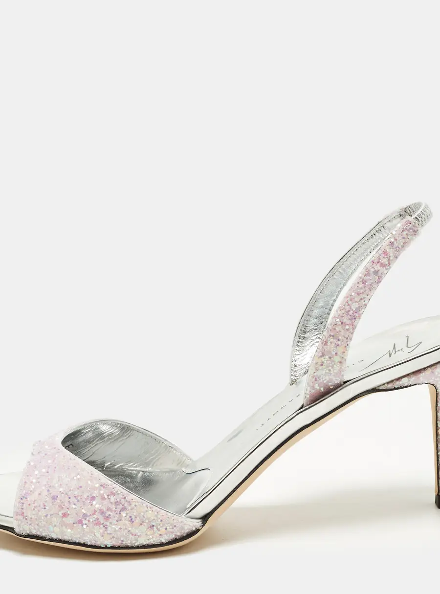 Giuseppe Zanotti Lilibeth Size 37 Blush Pink Glitter Slingback Sandals