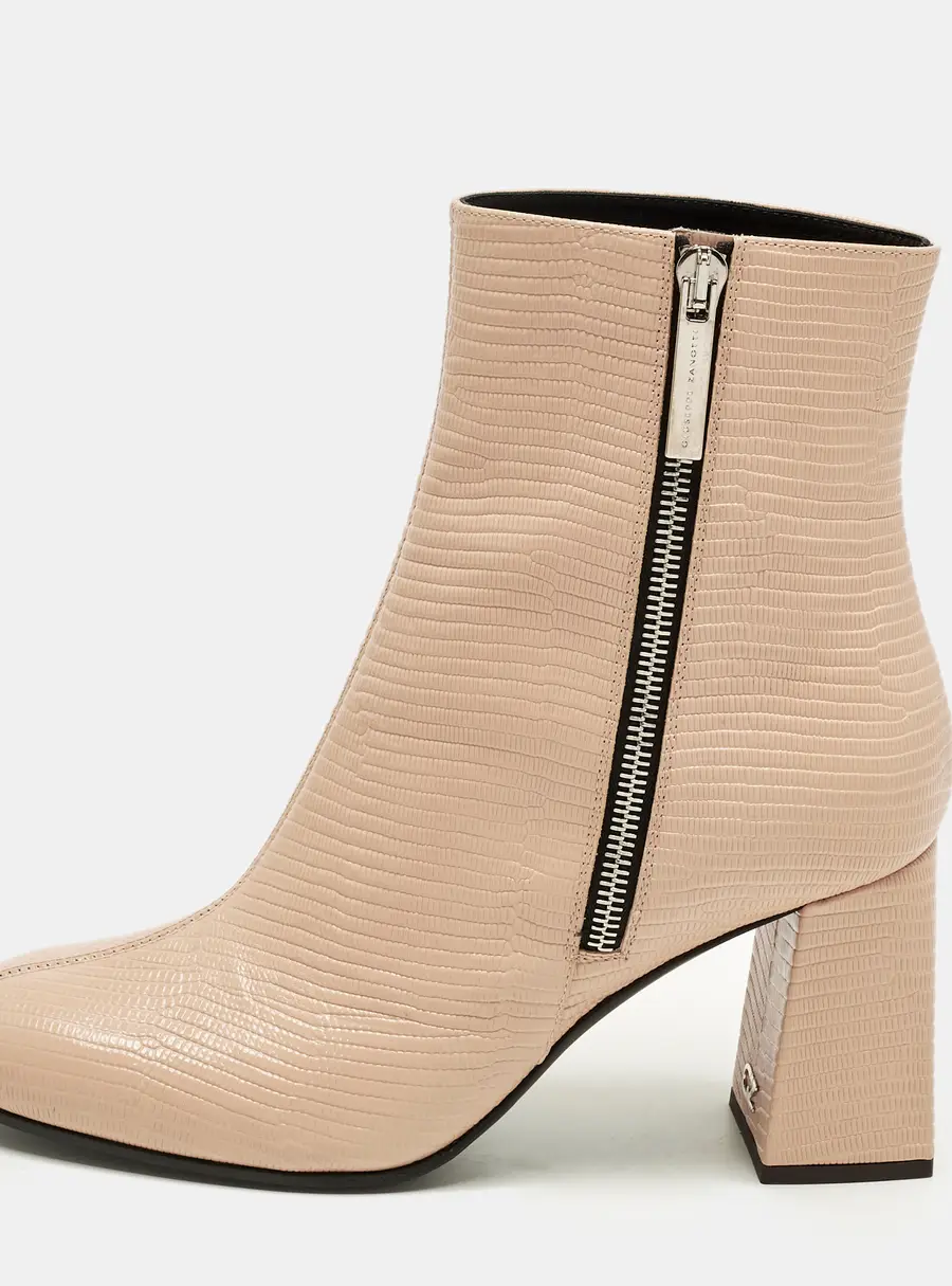 Giuseppe Zanotti Size 38 Beige Lizard Embossed Leather Ankle Length Boots