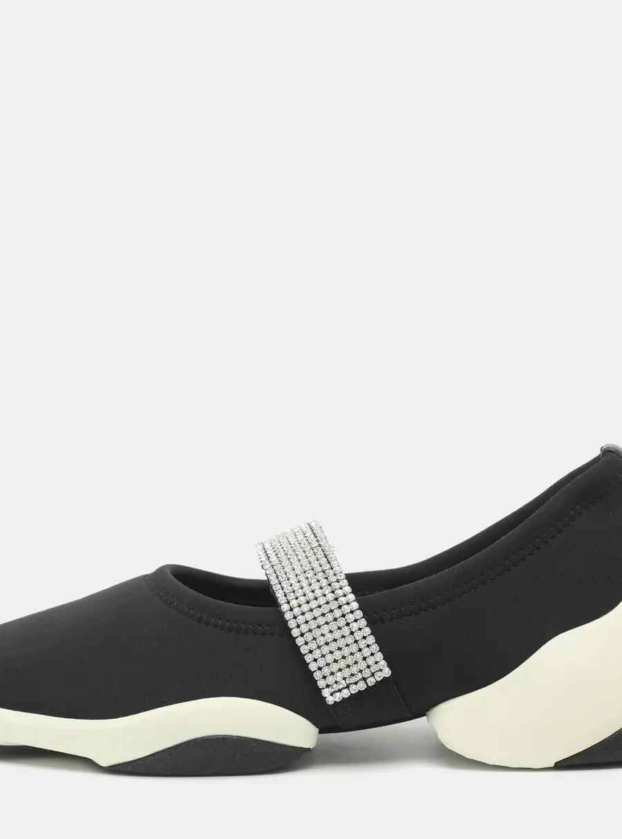 Giuseppe Zanotti Light Jump Size 37.5 Black Crystals and Neoprene Slip On Sneakers
