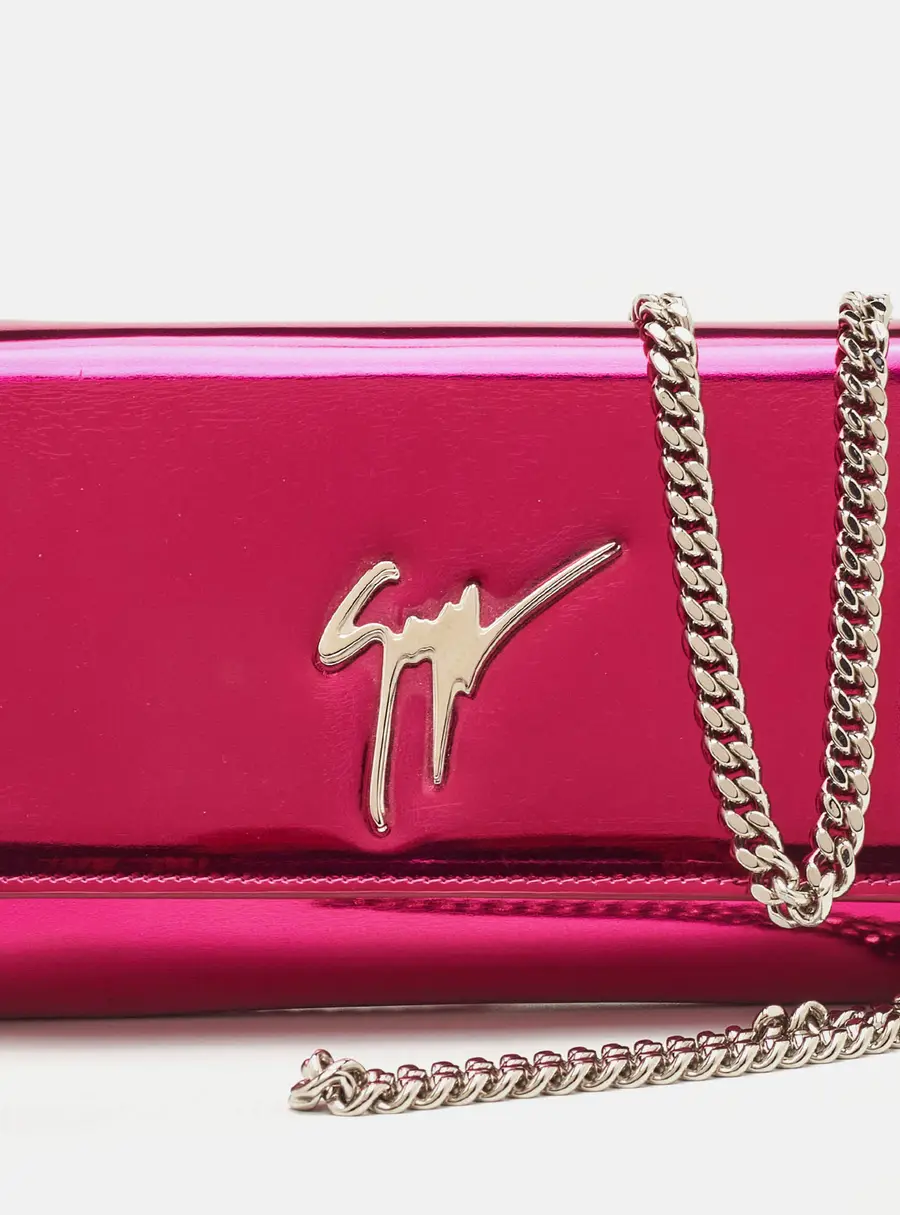 Giuseppe Zanotti Cloepatra Pink Patent Leather Chain Clutch