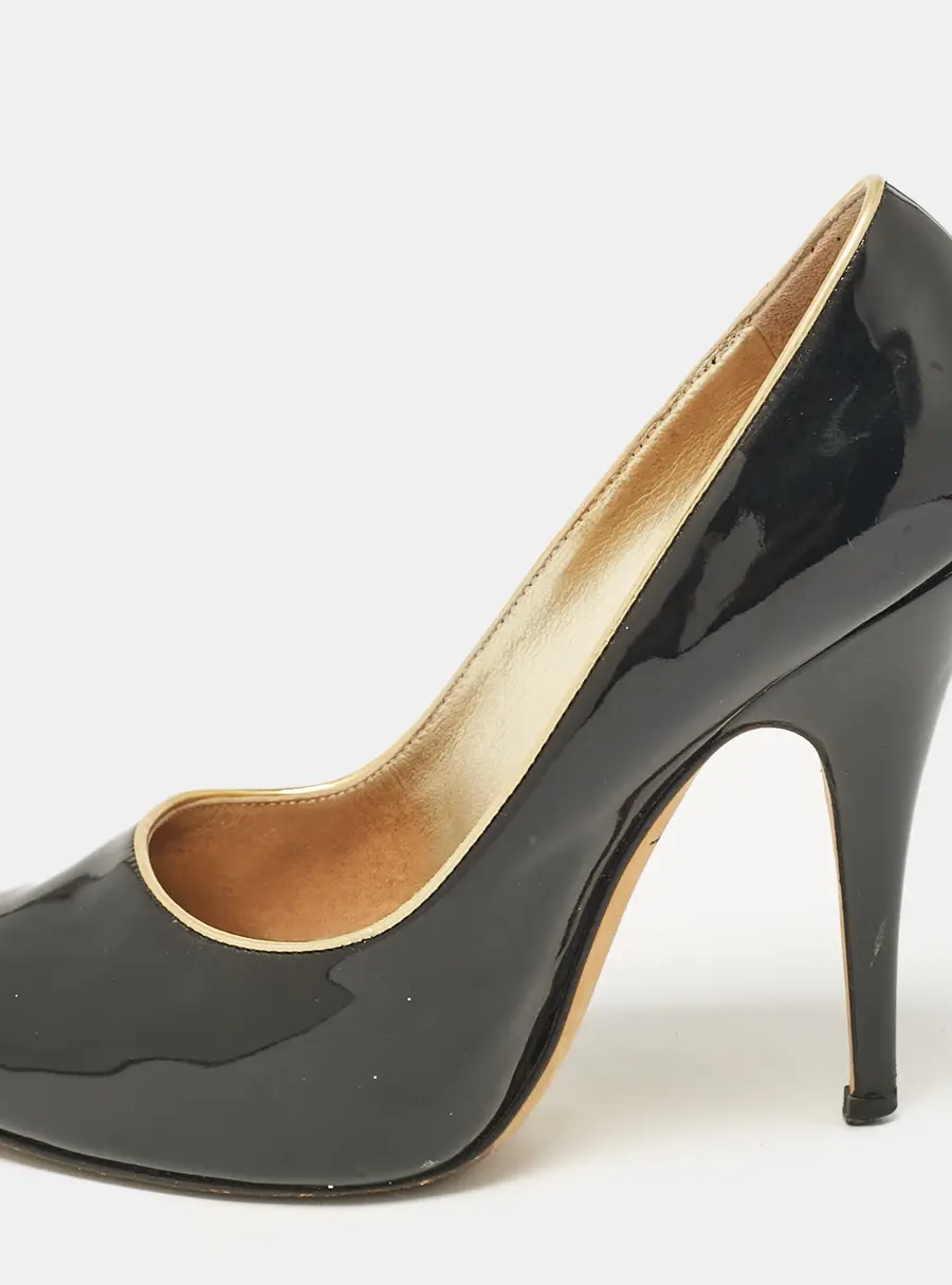 Giuseppe Zanotti Black Patent Leather Peep Toe Pumps Size 37