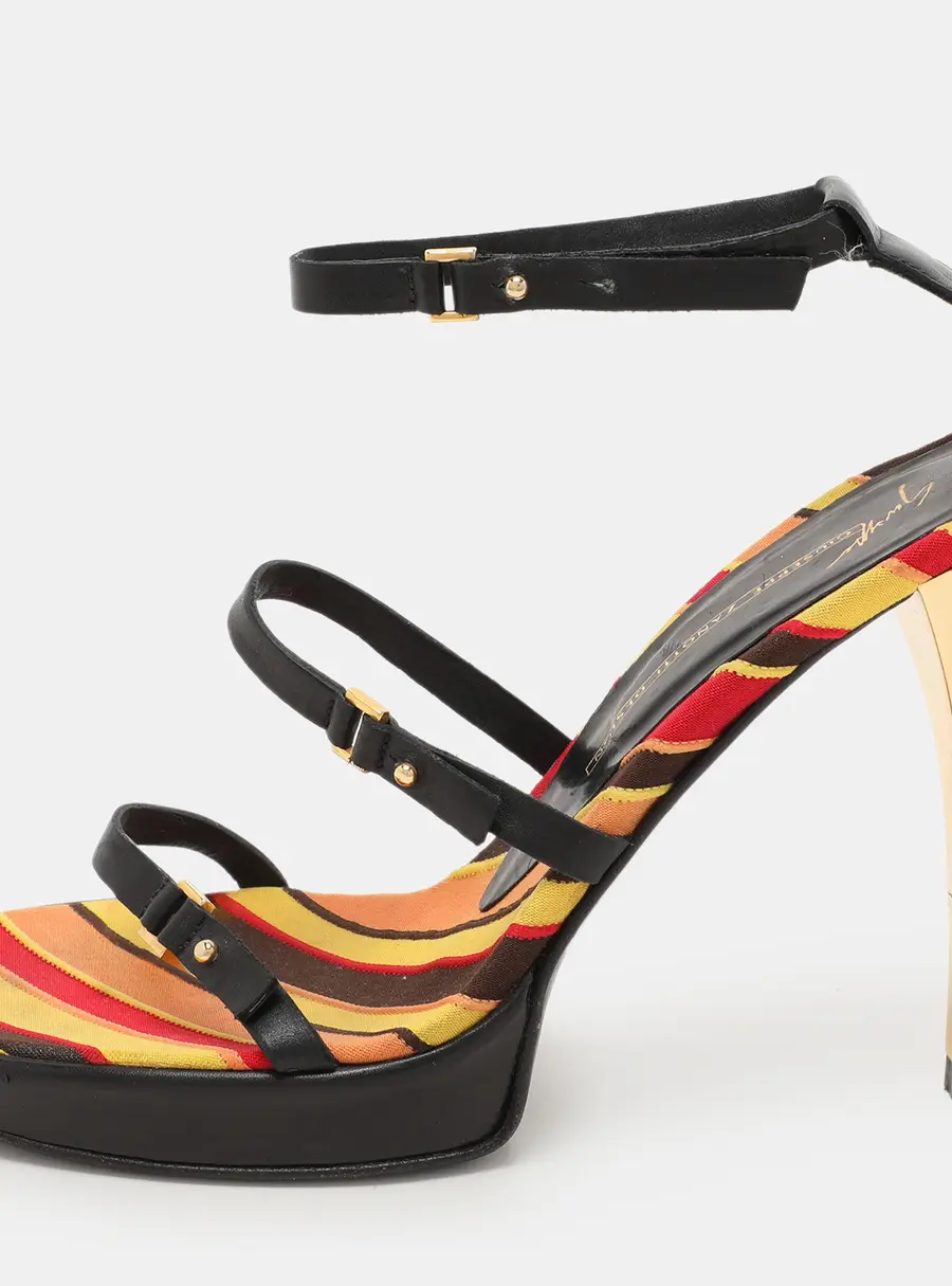 Giuseppe Zanotti Design Black Leather Ankle Strap Sandals Size 37