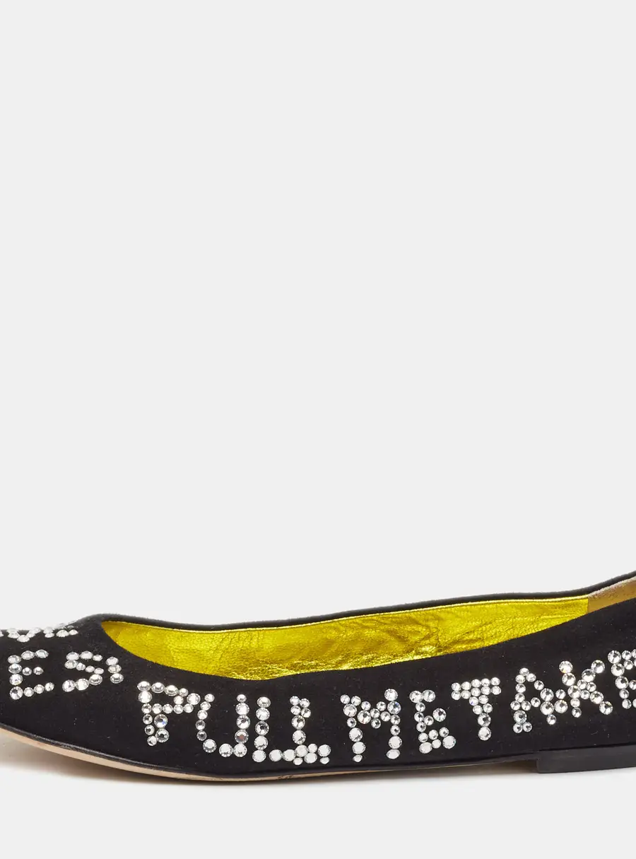 Giuseppe Zanotti Black Suede Crystal Embellished Ballet Flats Size 36