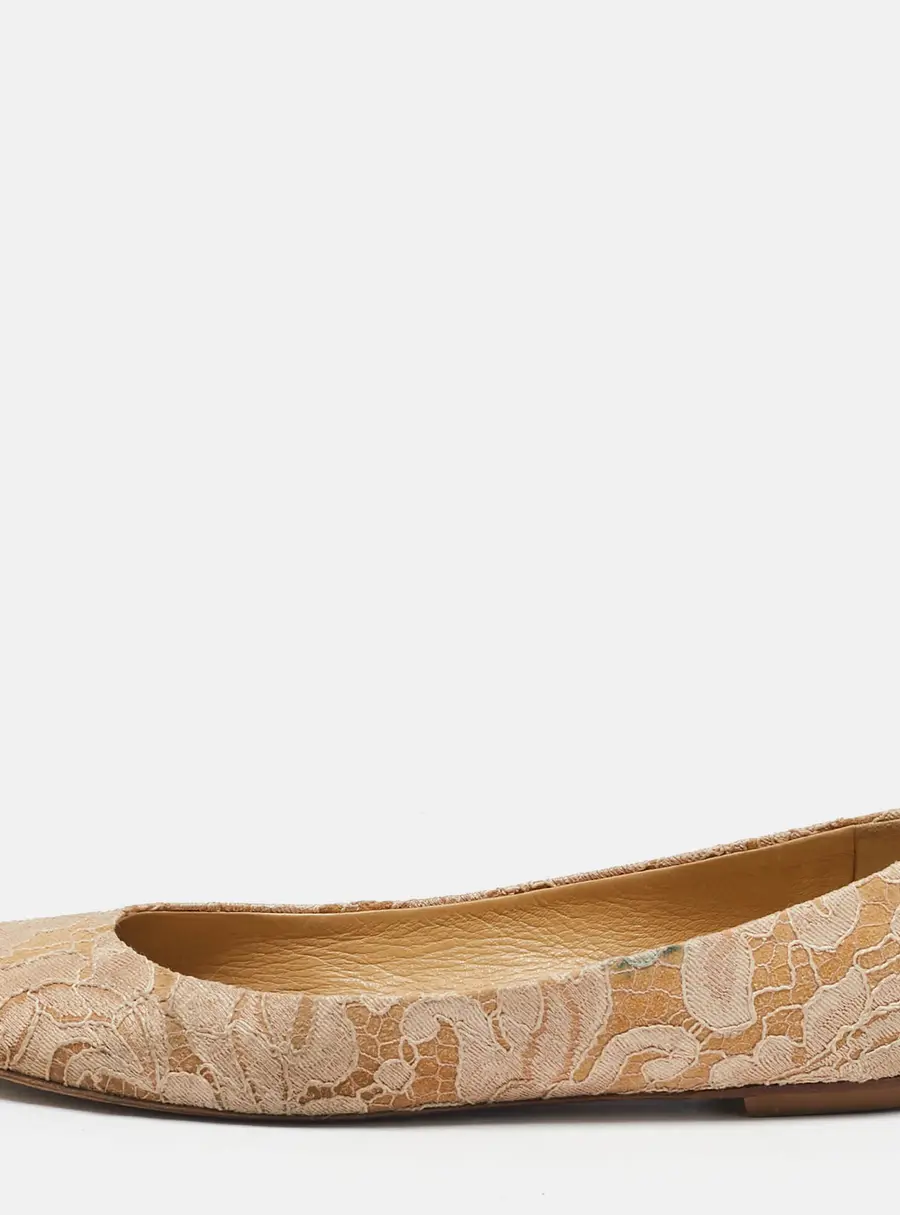 Giuseppe Zanotti Beige Lace Cap Toe Ballet Flats Size 37