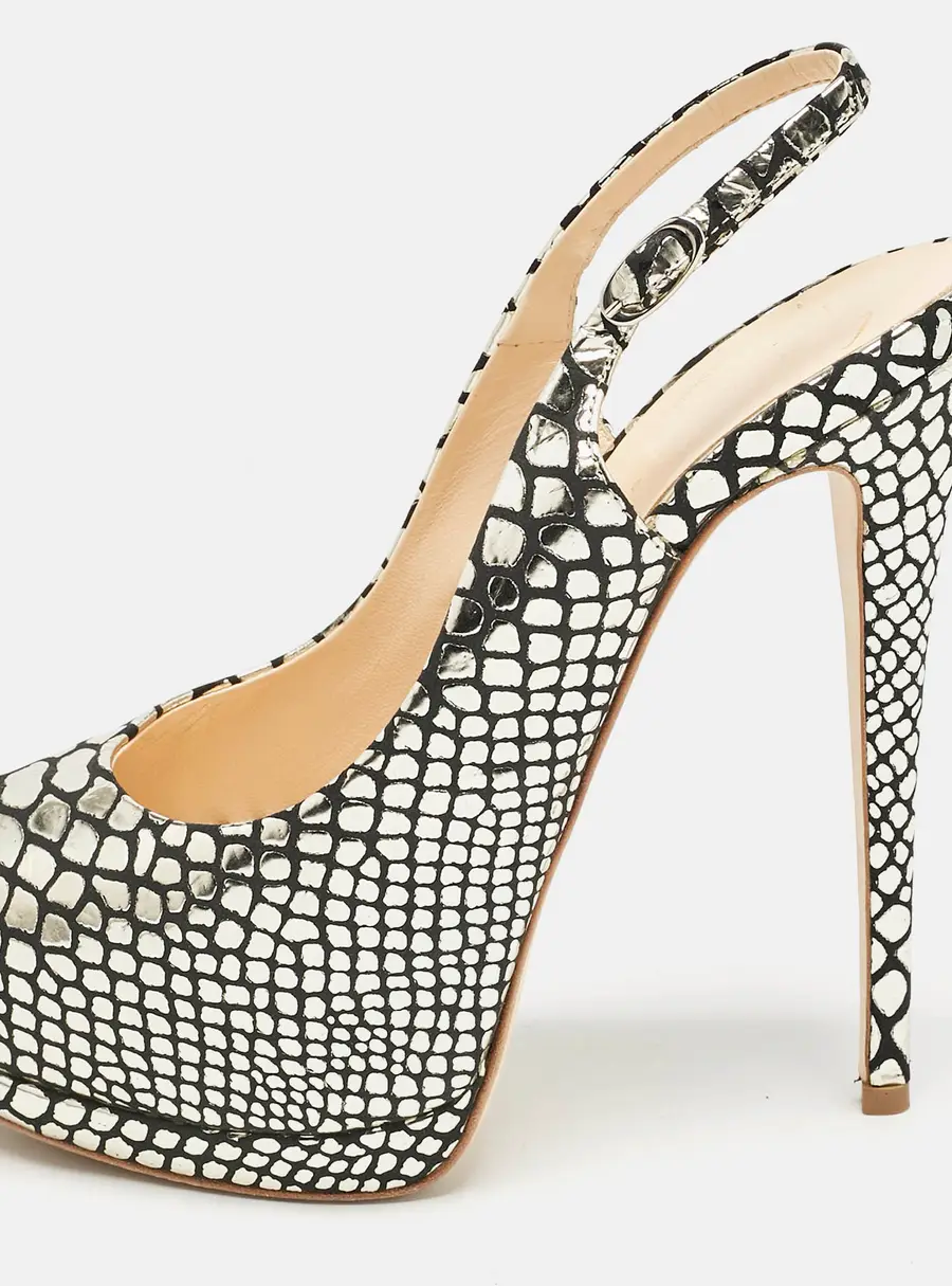 Giuseppe Zanotti Gold/Black Python Embossed Leather Sharon Platform Pumps Size 39